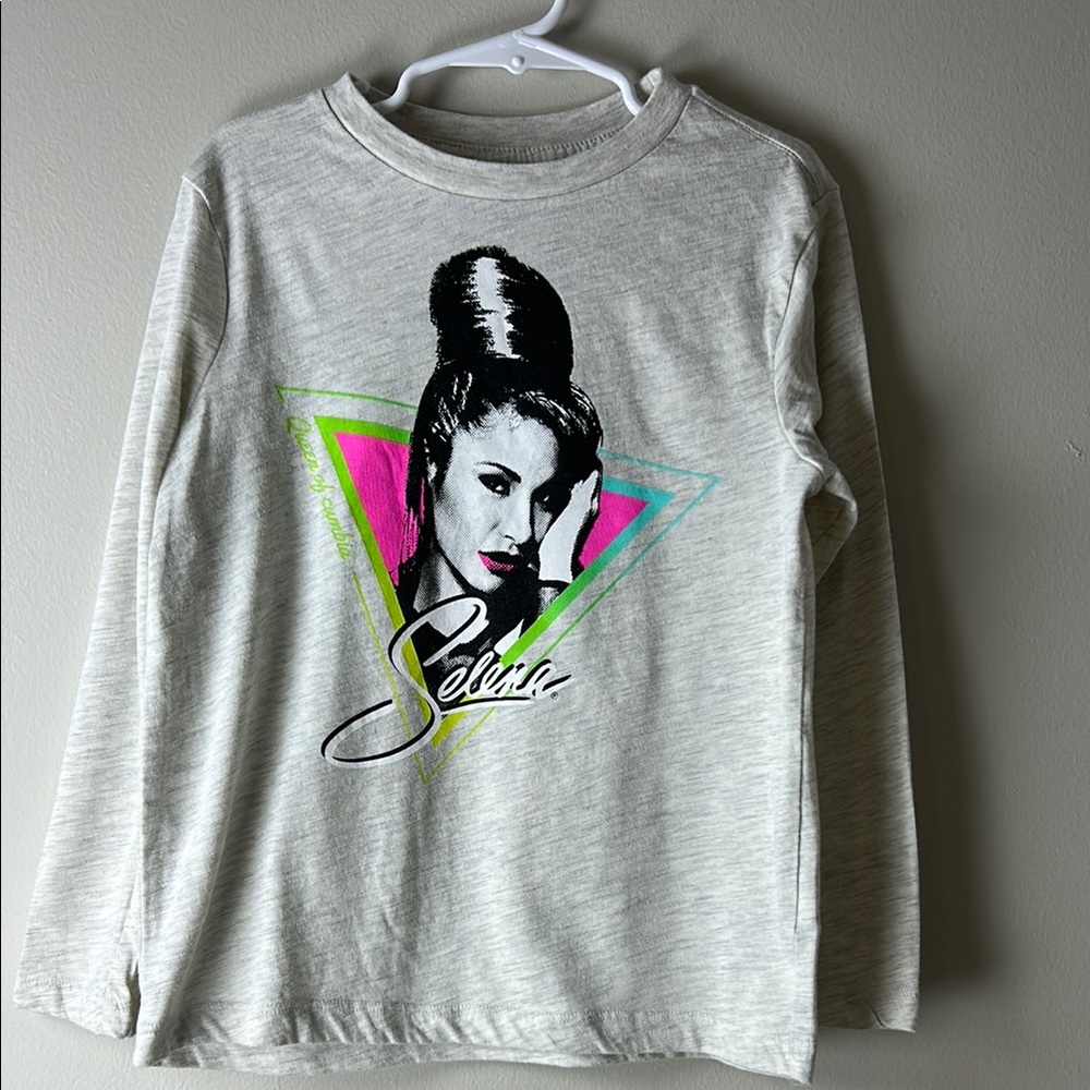 Selena Graphic Long Sleeve Top - Gray Child Size Small